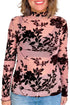 Feminine Floral Print Sheer Mesh Long Sleeve Blouse