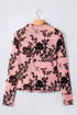 Feminine Floral Print Sheer Mesh Long Sleeve Blouse