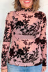 Feminine Floral Print Sheer Mesh Long Sleeve Blouse