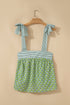 Feminine Floral Striped Knot Strap Babydoll Tank Top