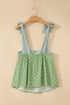 Feminine Floral Striped Knot Strap Babydoll Tank Top
