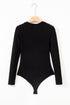 Feminine Ribbed Knit Crew Neck Long Sleeve Bodysuit