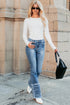 Feminine Ribbed Knit Crew Neck Long Sleeve Bodysuit
