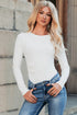 Feminine Ribbed Knit Crew Neck Long Sleeve Bodysuit