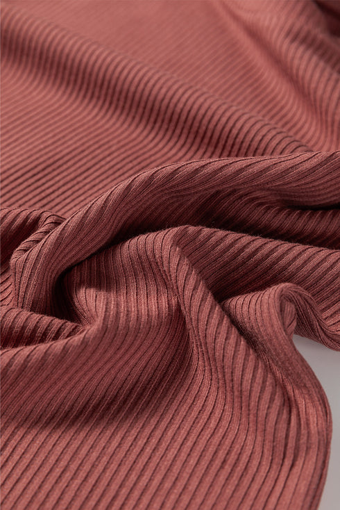 Feminine Ribbed Knit Crew Neck Long Sleeve Bodysuit