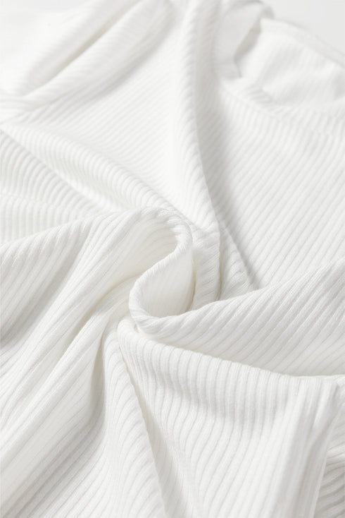 Feminine Ribbed Knit Crew Neck Long Sleeve Bodysuit