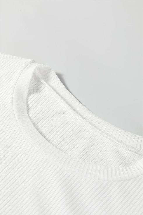 Feminine Ribbed Knit Crew Neck Long Sleeve Bodysuit