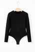 Feminine Ribbed Knit Crew Neck Long Sleeve Bodysuit