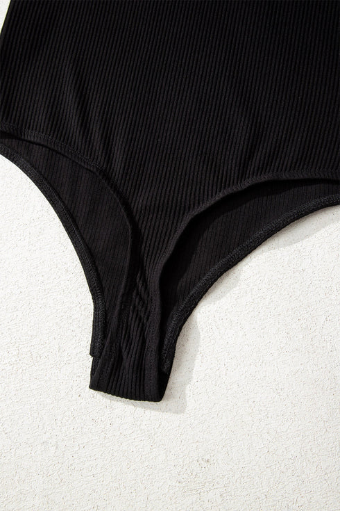 Feminine Ribbed Knit Crew Neck Long Sleeve Bodysuit