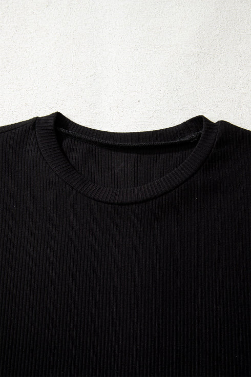 Feminine Ribbed Knit Crew Neck Long Sleeve Bodysuit