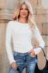 Feminine Ribbed Knit Crew Neck Long Sleeve Bodysuit