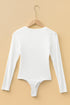 Feminine Ribbed Knit Crew Neck Long Sleeve Bodysuit