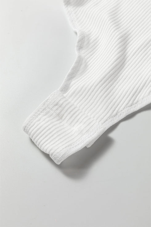 Feminine Ribbed Knit Crew Neck Long Sleeve Bodysuit