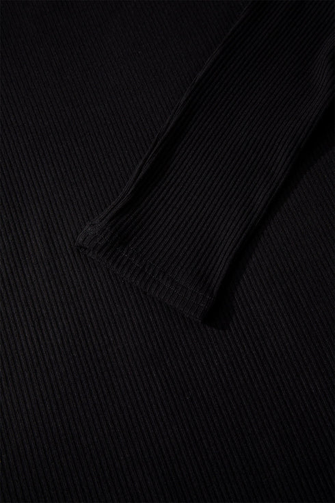 Feminine Ribbed Knit Crew Neck Long Sleeve Bodysuit