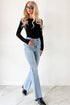 Feminine Ribbed Knit Crew Neck Long Sleeve Bodysuit