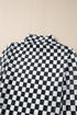 Feminine Sheer Checkered Print High Neck Long Sleeve Bodysuit