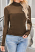 Feminine Sheer Mesh Patchwork High Neck Long Sleeve Top