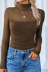 Feminine Sheer Mesh Patchwork High Neck Long Sleeve Top
