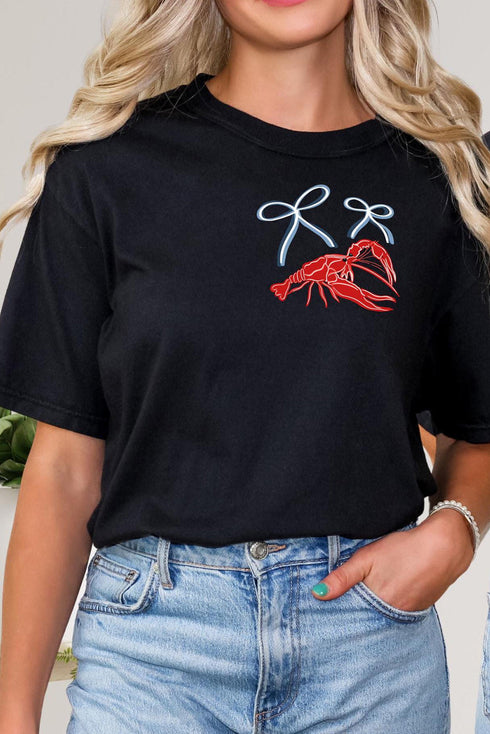 Festival Crawfish Bow Graphic Short Sleeve Crew Neck Tee