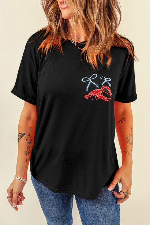 Festival Crawfish Bow Graphic Short Sleeve Crew Neck Tee