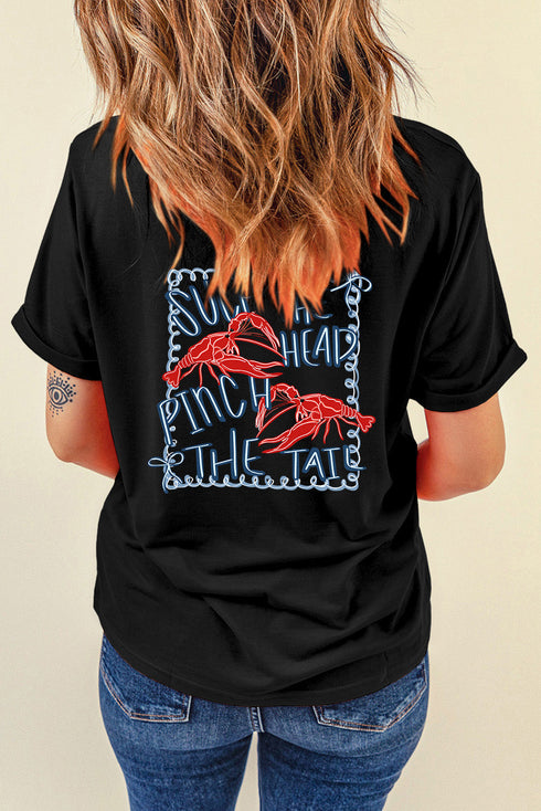 Festival Crawfish Bow Graphic Short Sleeve Crew Neck Tee