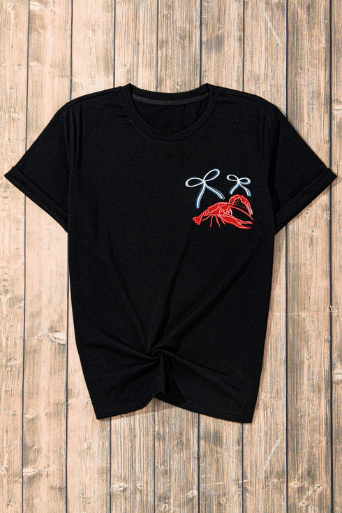 Festival Crawfish Bow Graphic Short Sleeve Crew Neck Tee