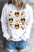 Festive Bow Ghost And Pumpkin Graphic Pullover Sweatshirt
