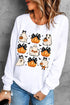 Festive Bow Ghost And Pumpkin Graphic Pullover Sweatshirt