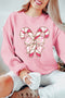 Festive Candy Cane Bow Graphic Crew Neck Sweatshirt