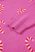 Festive Candy Cane Print Crew Neck Sweater