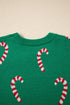 Festive Candy Cane Print Crew Neck Sweater