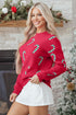 Festive Candy Cane Print Crew Neck Sweater