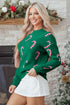 Festive Candy Cane Print Crew Neck Sweater