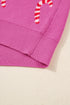 Festive Candy Cane Print Crew Neck Sweater