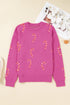 Festive Candy Cane Print Crew Neck Sweater
