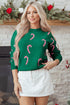 Festive Candy Cane Print Crew Neck Sweater