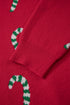 Festive Candy Cane Print Crew Neck Sweater