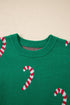 Festive Candy Cane Print Crew Neck Sweater