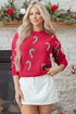 Festive Candy Cane Print Crew Neck Sweater