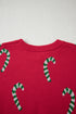 Festive Candy Cane Print Crew Neck Sweater