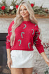 Festive Candy Cane Print Crew Neck Sweater