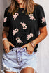 Festive Candy Cane Sequin Patch Graphic T Shirt