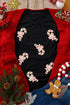 Festive Candy Cane Sequin Patch Graphic T Shirt