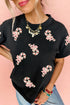 Festive Candy Cane Sequin Patch Graphic T Shirt