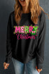 Festive Candy Stripe Graphic Holiday Crew Neck Sweatshirt