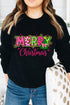 Festive Candy Stripe Graphic Holiday Crew Neck Sweatshirt