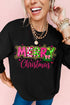 Festive Candy Stripe Graphic Holiday Crew Neck Sweatshirt