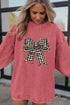 Festive Checkered Bow Graphic Corded Knit Pullover