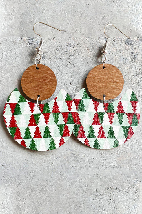 Festive Checkered Graphic Print Lightweight Wood Earrings