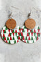 Festive Checkered Graphic Print Lightweight Wood Earrings